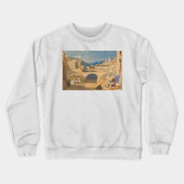 Bridge in a Continental Town by John Sell Cotman Crewneck Sweatshirt by Classic Art Stall